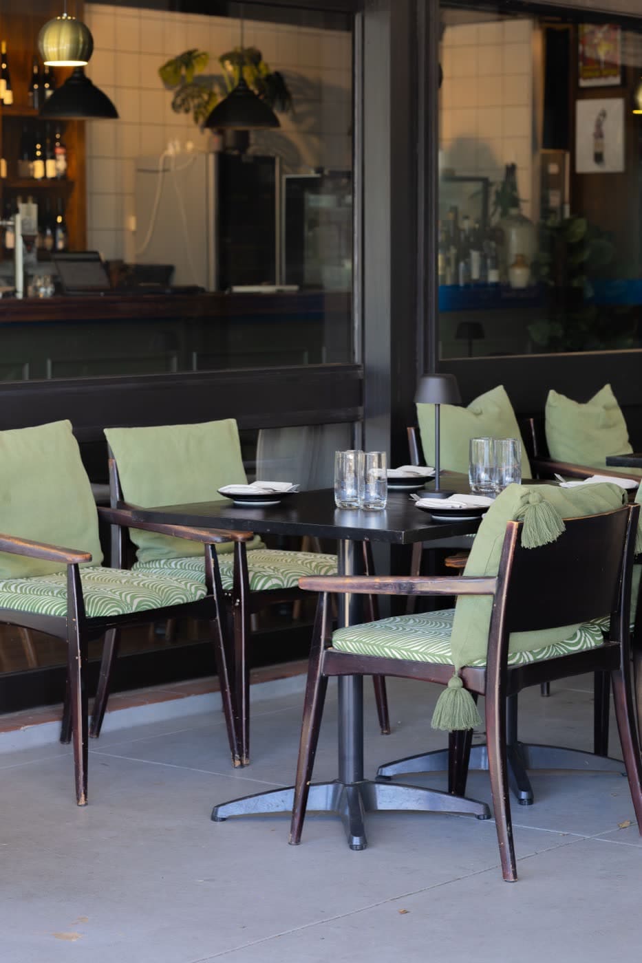 Outdoor tables at Wine & Larder